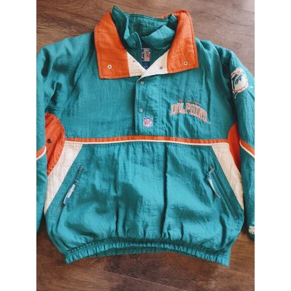 Vintage Starter Jacket NFL 90s Miami Dolphins Puffy Pullover Mens Large - Picture 3 of 16